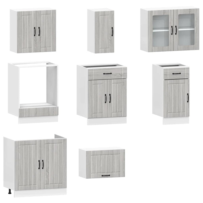 Set de dulapuri de bucătărie 8 piese „Kalmar” lemn Sonoma gri - WALTI WALTI