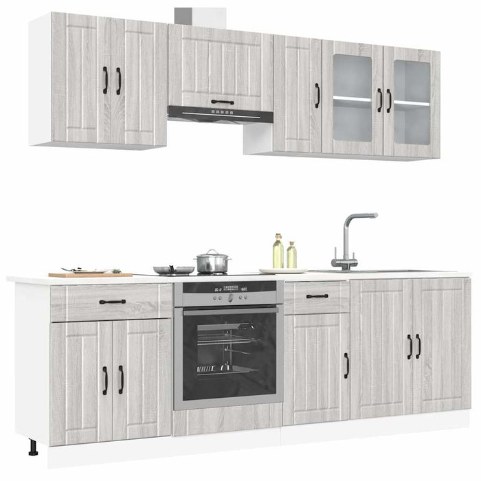 Set de dulapuri de bucătărie 8 piese „Kalmar” lemn Sonoma gri - WALTI WALTI