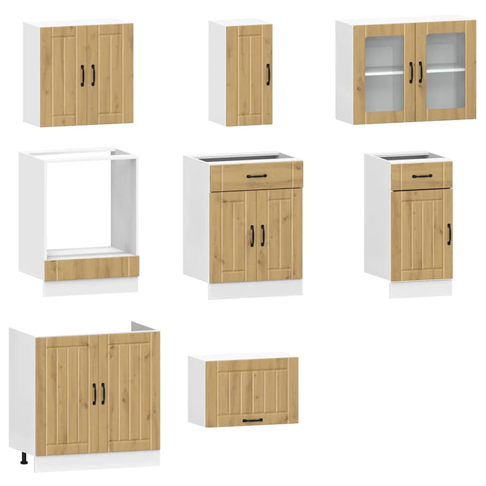 Set dulap de bucătărie 8 piese „Kalmar” stejar artizanal lemn - WALTI WALTI