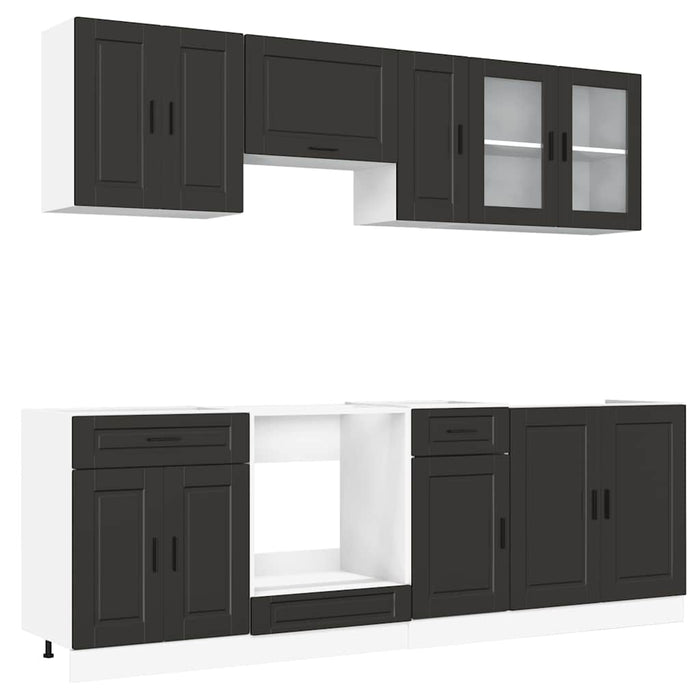 Set dulap de bucătărie 8 piese „Kalmar” lemn negru prelucrat - WALTI WALTI