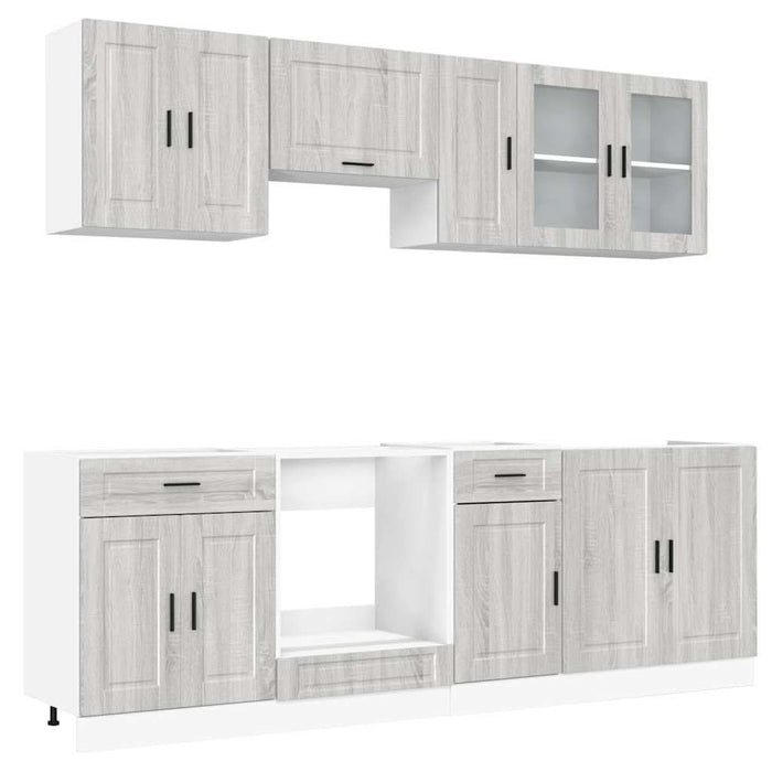 Set de dulapuri de bucătărie 8 piese „Kalmar” lemn Sonoma gri - WALTI WALTI