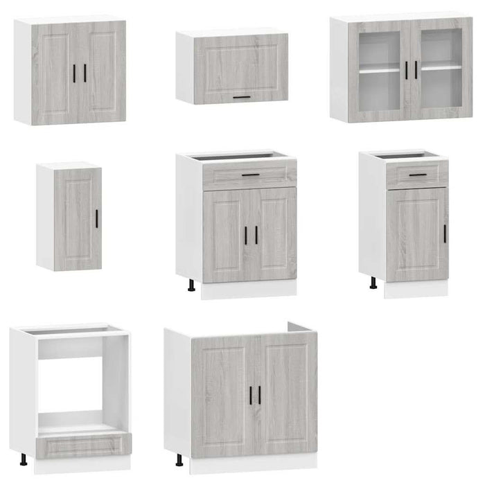 Set de dulapuri de bucătărie 8 piese „Kalmar” lemn Sonoma gri - WALTI WALTI