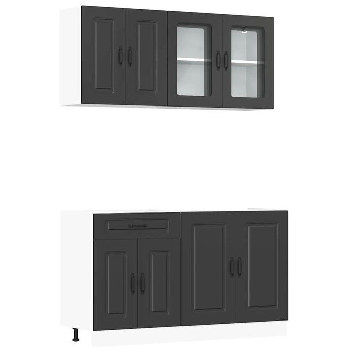 Set dulap de bucătărie 4 piese „Kalmar” lemn negru prelucrat - WALTI WALTI