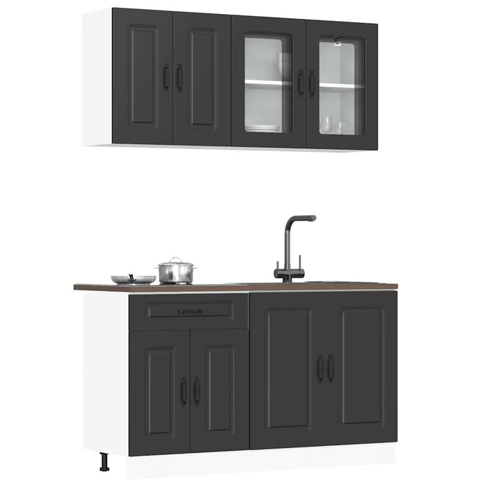 Set dulap de bucătărie 4 piese „Kalmar” lemn negru prelucrat - WALTI WALTI