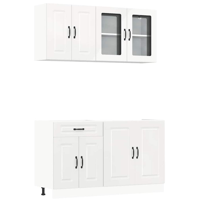 Set dulap de bucătărie 4 piese „Kalmar” alb lucios Lemn - WALTI WALTI