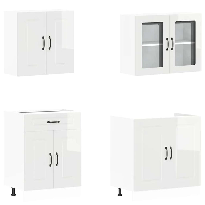 Set dulap de bucătărie 4 piese „Kalmar” alb lucios Lemn - WALTI WALTI