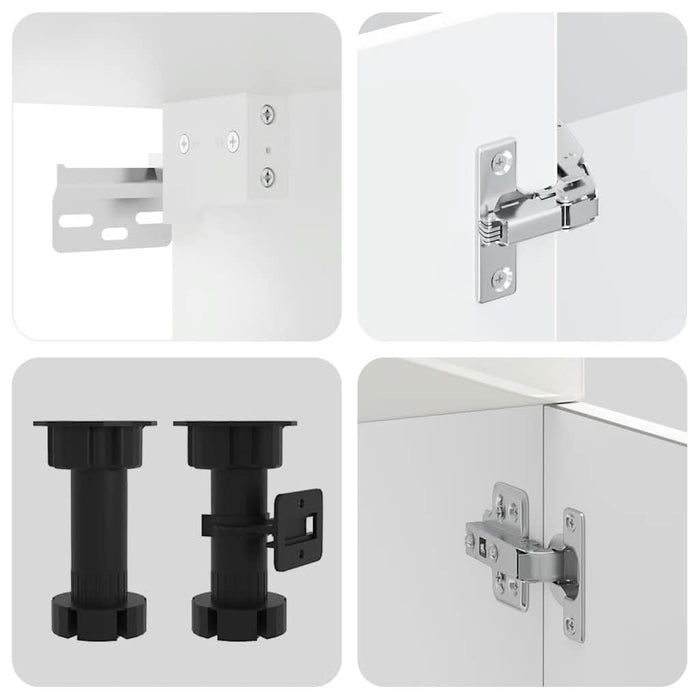 Set dulap de bucătărie 4 piese „Kalmar” alb lucios Lemn - WALTI WALTI
