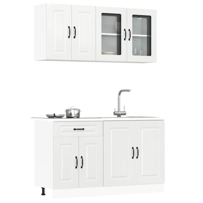 Set dulap de bucătărie 4 piese „Kalmar” alb lucios Lemn - WALTI WALTI