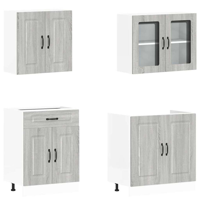 Set de dulapuri de bucătărie 4 piese „Kalmar” lemn Sonoma gri - WALTI WALTI