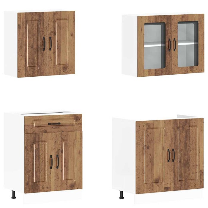 Set de dulapuri de bucătărie 4 piese „Kalmar” Lemn vechi lemn - WALTI WALTI