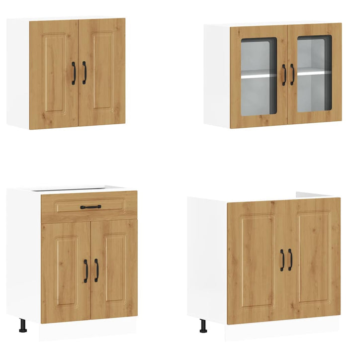 Set dulap de bucătărie 4 piese „Kalmar” stejar artizanal lemn - WALTI WALTI