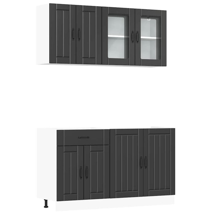 Set dulap de bucătărie 4 piese „Kalmar” lemn negru prelucrat - WALTI WALTI