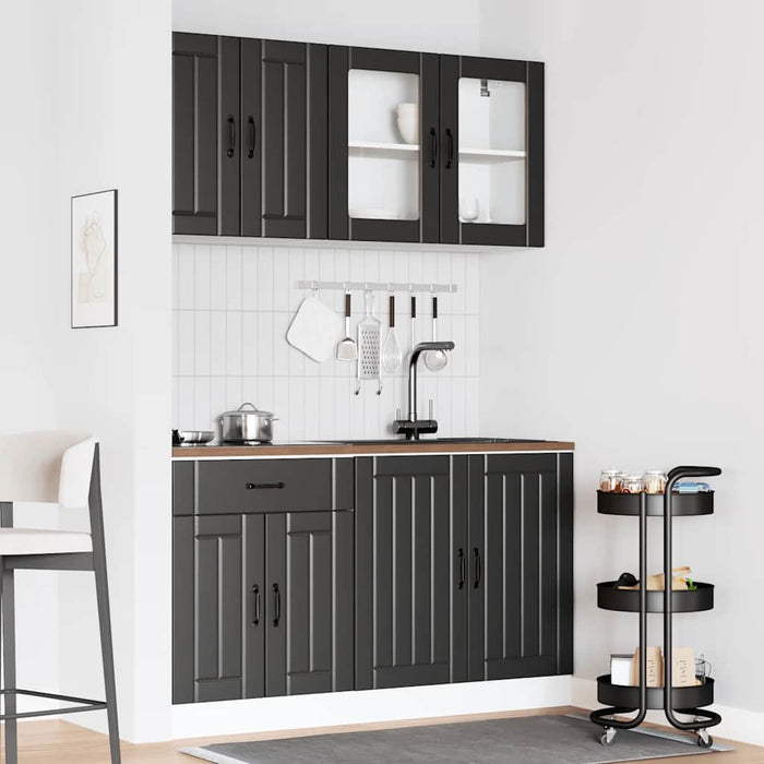 Set dulap de bucătărie 4 piese „Kalmar” lemn negru prelucrat - WALTI WALTI