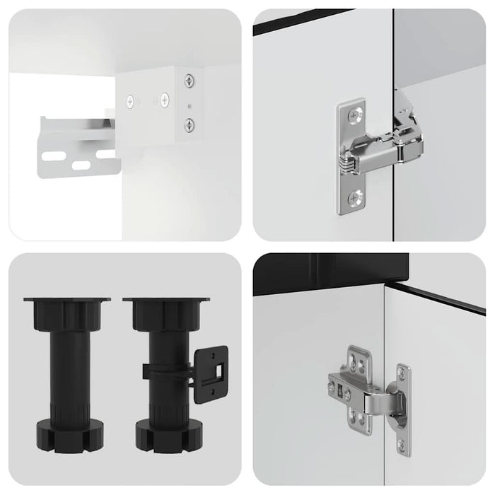 Set dulap de bucătărie 4 piese „Kalmar” lemn negru prelucrat - WALTI WALTI