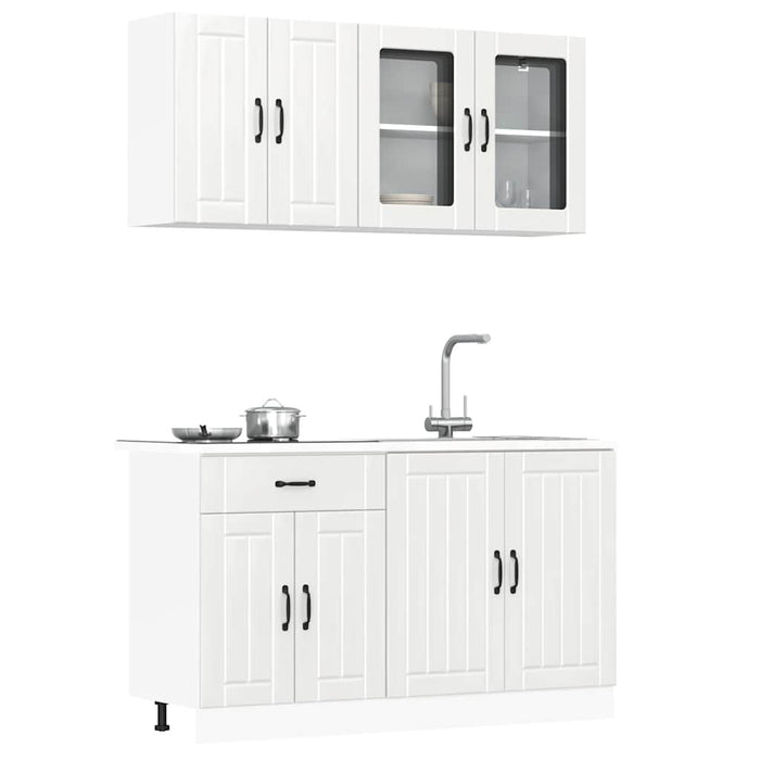 Set dulap de bucătărie 4 piese „Kalmar” alb lucios Lemn - WALTI WALTI