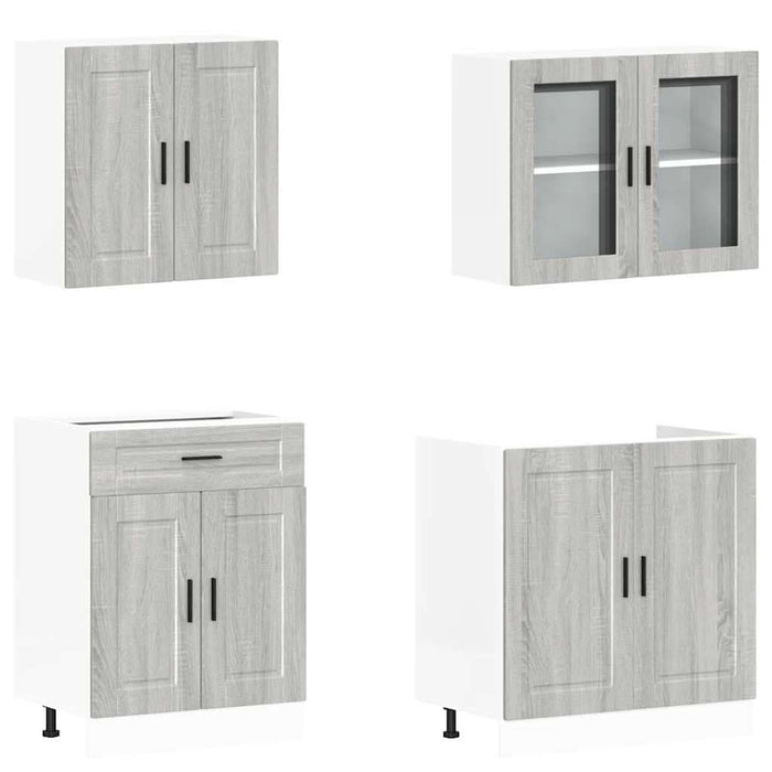 Set de dulapuri de bucătărie 4 piese „Kalmar” lemn Sonoma gri - WALTI WALTI