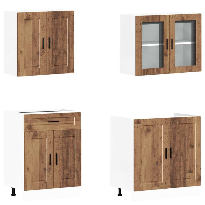Set de dulapuri de bucătărie 4 piese „Porto” Lemn vechi lemn - WALTI WALTI
