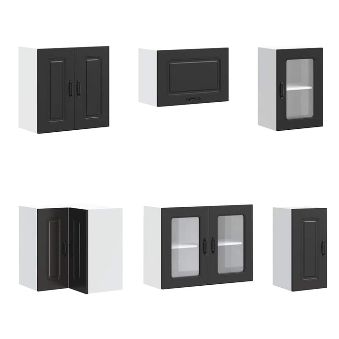 Set dulap de bucătărie 11 piese „Kalmar” lemn negru prelucrat - WALTI WALTI