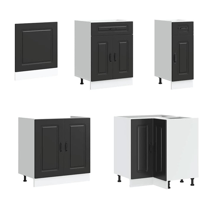 Set dulap de bucătărie 11 piese „Kalmar” lemn negru prelucrat - WALTI WALTI