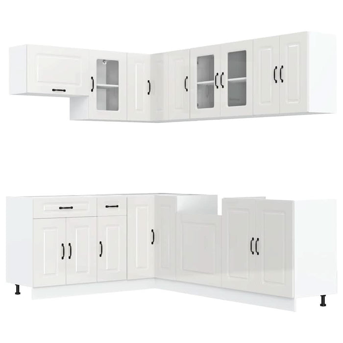 Set dulap de bucătărie 11 piese „Kalmar” alb lucios Lemn - WALTI WALTI