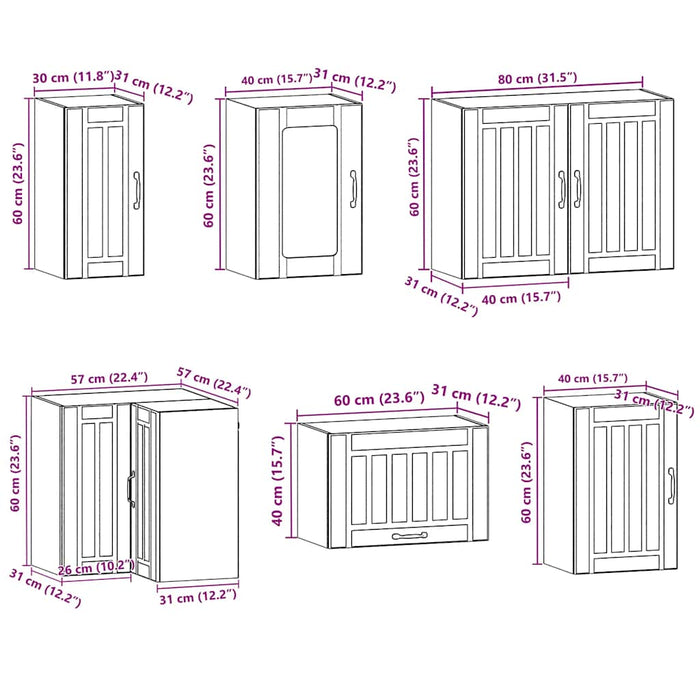 Set dulap de bucătărie din 11 piese „Kalmar” lemn stejar Sonoma WALTI