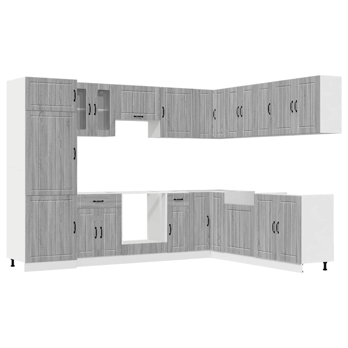 Set de dulapuri de bucătărie 14 piese „Lucca” lemn Sonoma gri WALTI