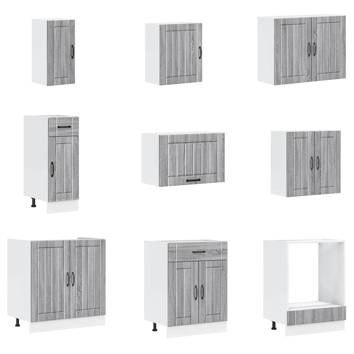 Set de dulapuri de bucătărie 14 piese „Lucca” lemn Sonoma gri WALTI