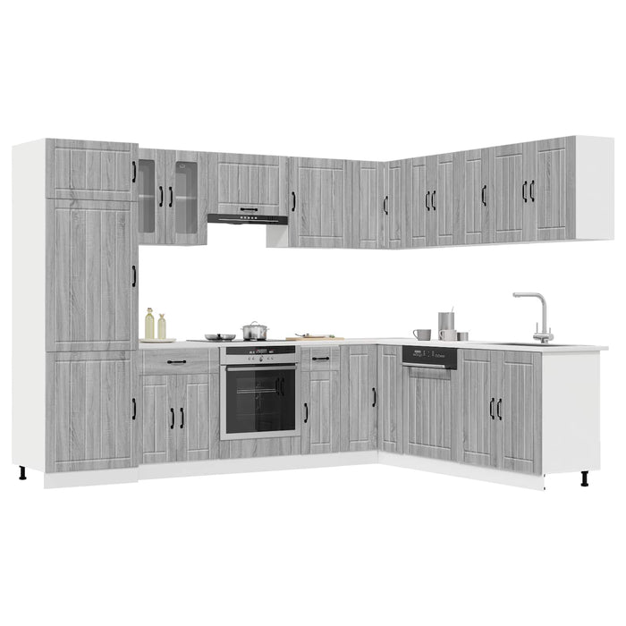 Set de dulapuri de bucătărie 14 piese „Lucca” lemn Sonoma gri WALTI
