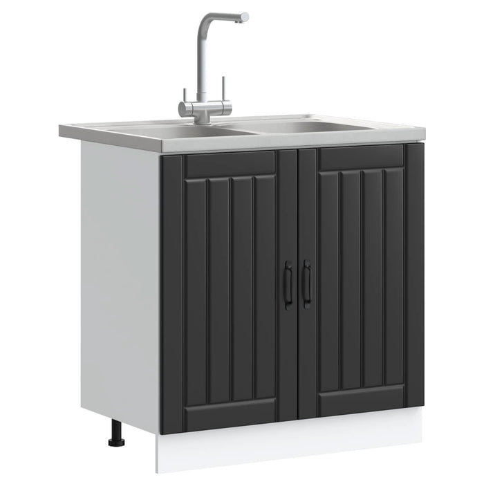 Dulap baza chiuvetă cu ușă Lucca 2 pcs Negru Lemn compozit - WALTI WALTI