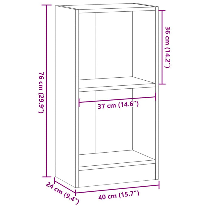 Bibliotecă, gri sonoma, 40x24x76 cm, lemn prelucrat - WALTI WALTI