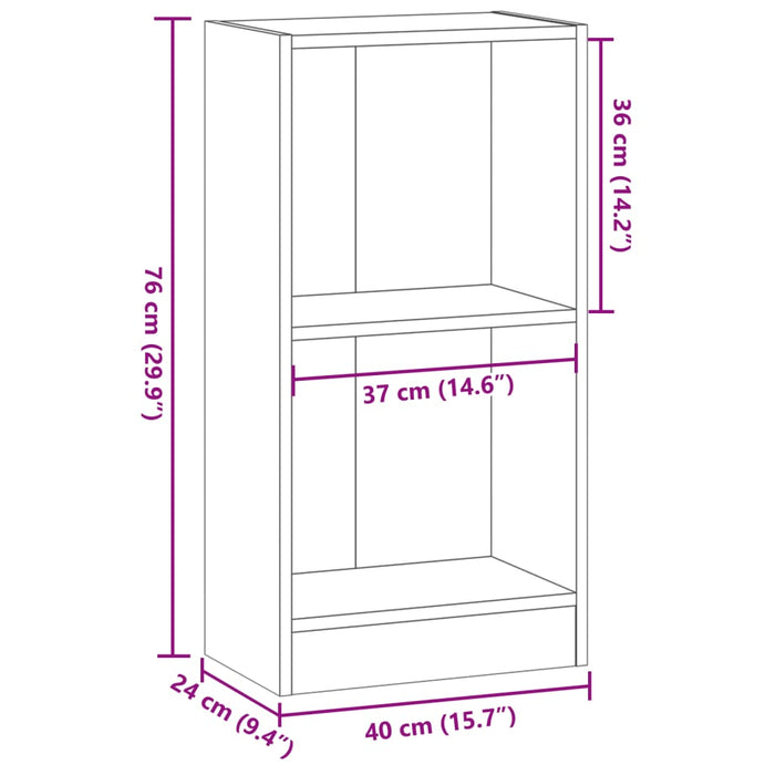 Bibliotecă, stejar maro, 40x24x76 cm, lemn prelucrat - WALTI WALTI