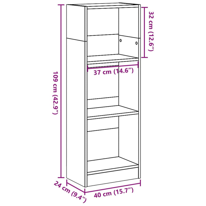 Bibliotecă, alb, 40x24x109 cm, lemn prelucrat - WALTI WALTI