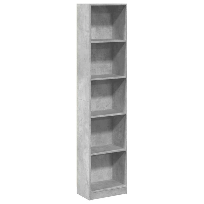 Bibliotecă, gri beton, 40x24x176 cm, lemn compozit - WALTI WALTI