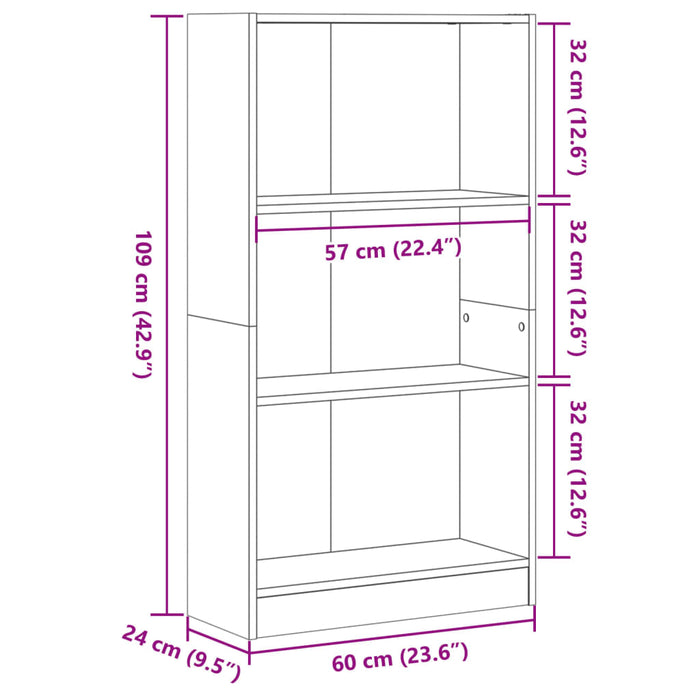 Bibliotecă, lemn vechi, 60x24x109 cm, lemn prelucrat - WALTI WALTI