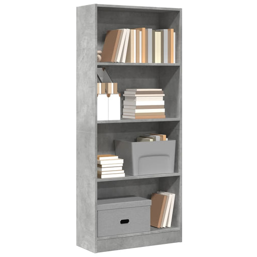 Bibliotecă, gri beton, 60x24x143 cm, lemn prelucrat - WALTI WALTI