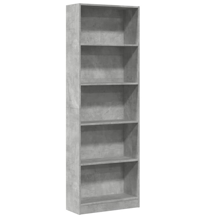 Bibliotecă, gri beton, 60x24x176 cm, lemn prelucrat - WALTI WALTI