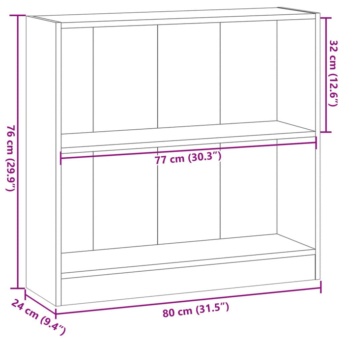 Bibliotecă, stejar artizanal, 80x24x76 cm, lemn prelucrat - WALTI WALTI