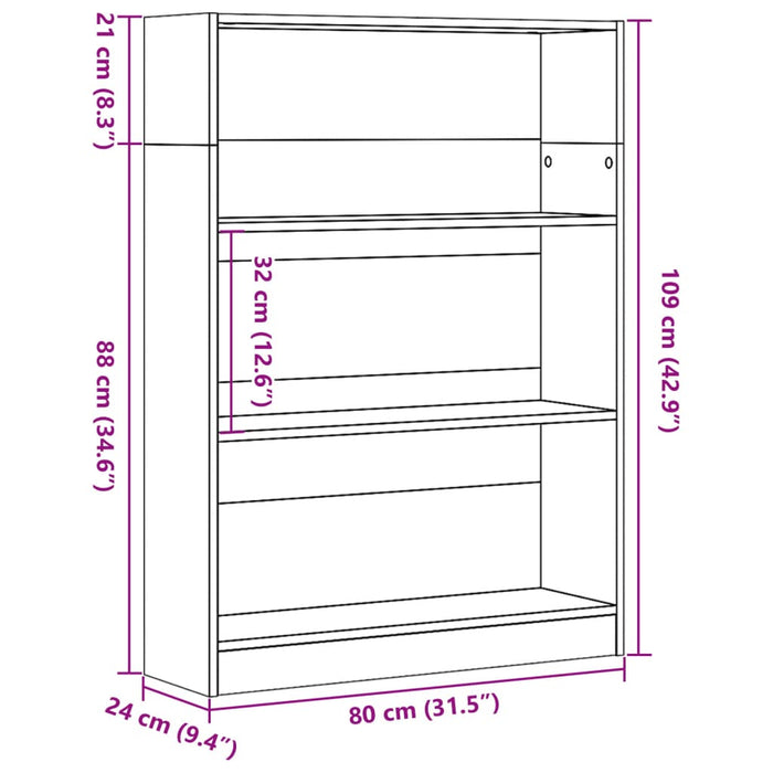 Bibliotecă, negru, 80x24x109 cm, lemn prelucrat - WALTI WALTI