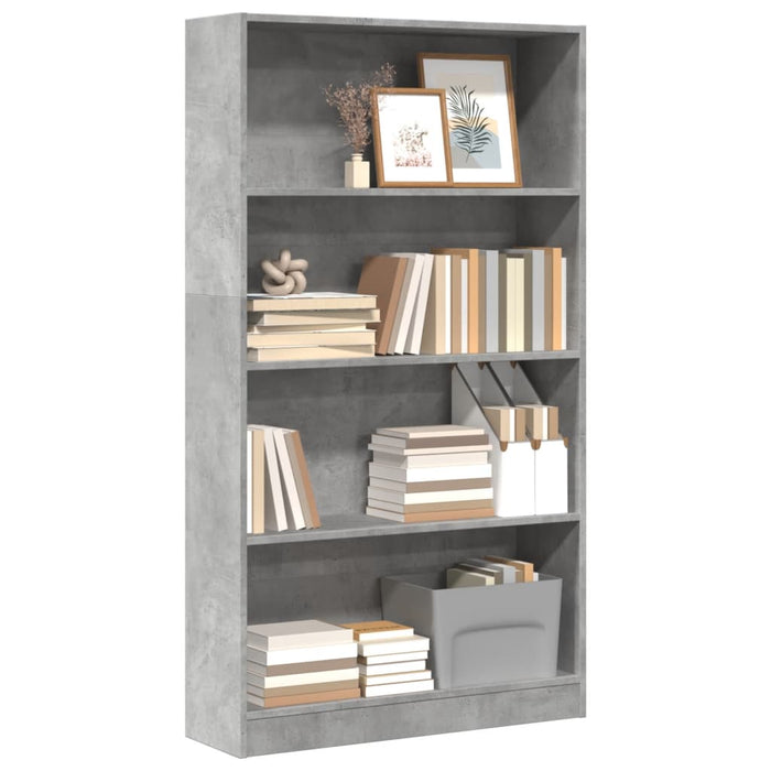 Bibliotecă, gri beton, 80x24x143 cm, lemn prelucrat - WALTI WALTI