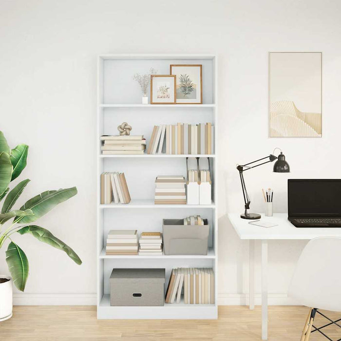 Bibliotecă, alb, 80x24x176 cm, lemn prelucrat - WALTI WALTI