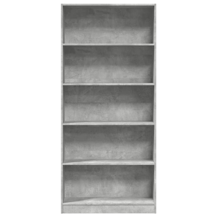 Bibliotecă, gri beton, 80x24x176 cm, lemn prelucrat - WALTI WALTI