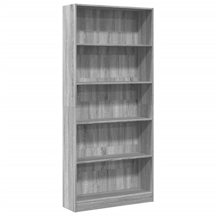 Bibliotecă, gri sonoma, 80x24x176 cm, lemn prelucrat - WALTI WALTI