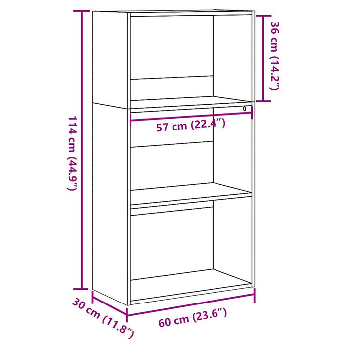 Bibliotecă, gri beton, 60x30x114 cm, lemn prelucrat - WALTI WALTI