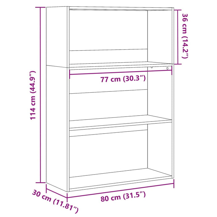 Bibliotecă, negru, 80x30x114 cm, lemn prelucrat - WALTI WALTI