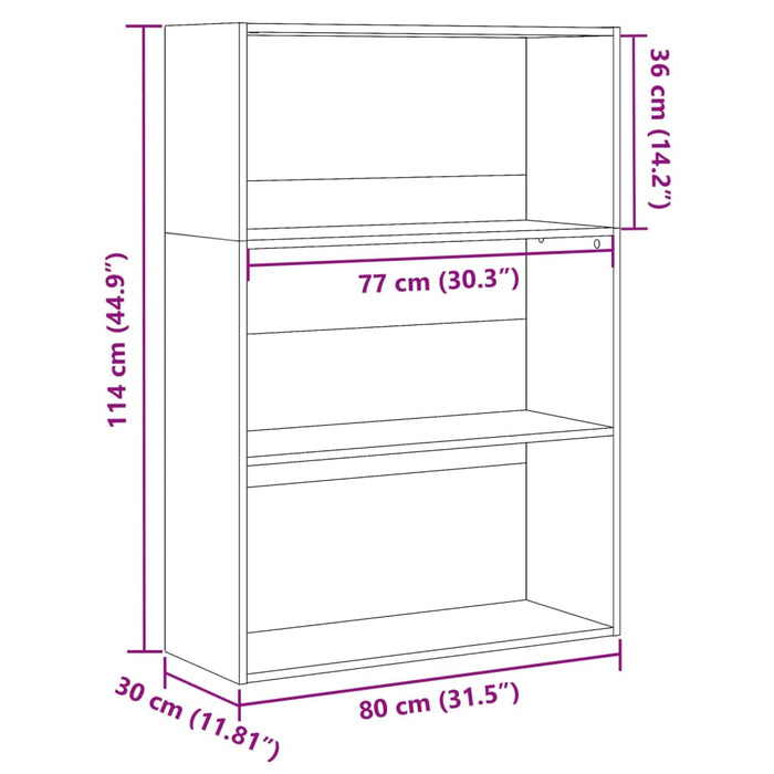 Bibliotecă, stejar sonoma, 80x30x114 cm, lemn prelucrat - WALTI WALTI