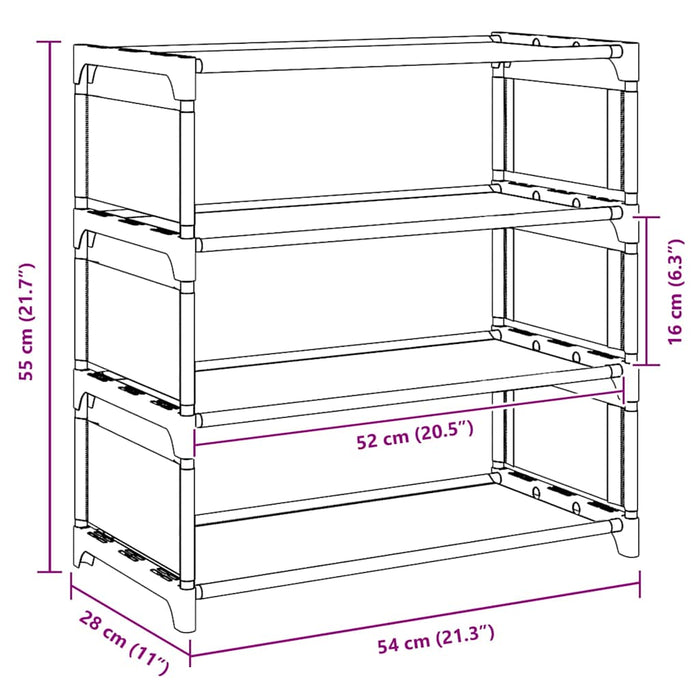 Suport pantofi 4 niveluri gri 54x28x55 cm țesătură nețesă WALTI