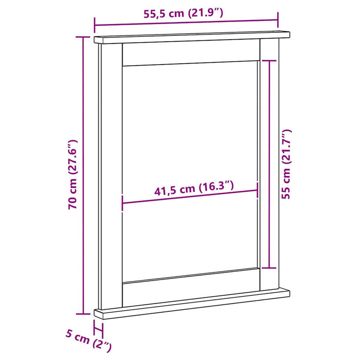 Oglindă cu oglindă VIGO Alb 55.5 x 5 x 70 cm Lemn masiv de pin - WALTI WALTI