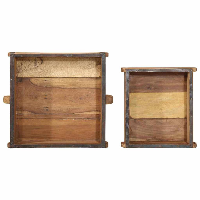 Tavă 2 pcs Maro 29 x 31 x 10 cm Lemn recuperat masiv - WALTI WALTI