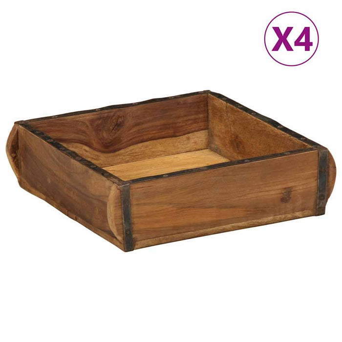 Tavă 4 pcs Maro 29 x 31 x 10 cm Lemn recuperat masiv - WALTI WALTI