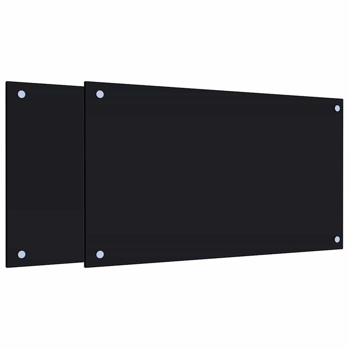 Panou antistropi bucătărie 2 buc. negru 70x40cm sticlă securiz. - WALTI WALTI